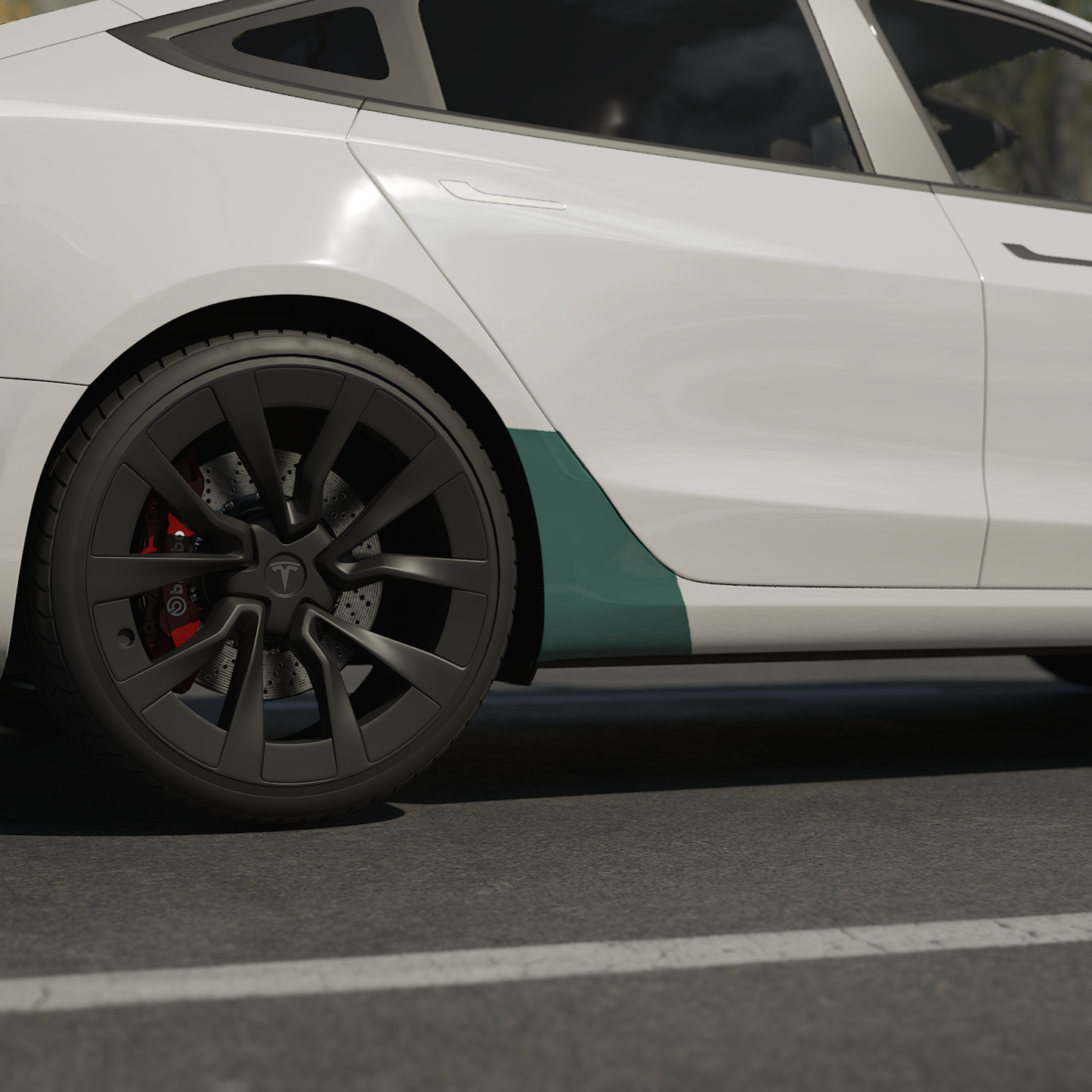 Model 3 “Highland” Sidekit small – Film de protection de peinture PPF pour les bas de caisse arrière & passage de roue