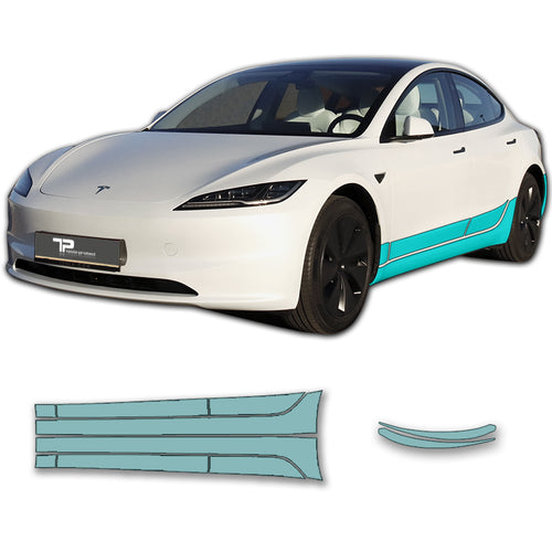Model 3 “Highland” Sidekit large – Film de protection de peinture PPF pour l’ensemble des jupes latérales
