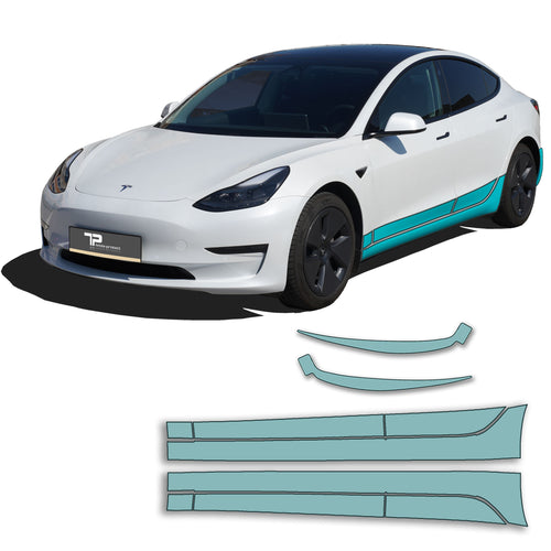 Model 3 Sidekit large – Film de protection de peinture PPF pour l’ensemble des jupes latérales

