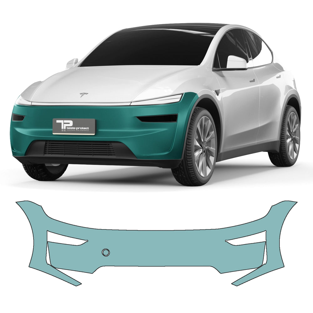 Tesla Model Y « Juniper » avec pare-chocs marqué et le contour de découpe correspondant
