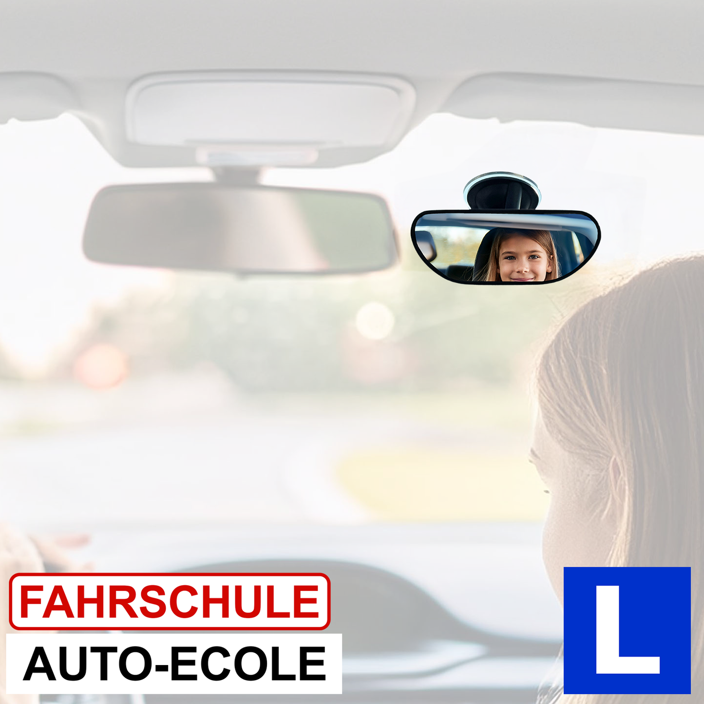 Rétroviseur intérieur avec ventouse – Miroir d’auto-école / miroir bébé grand angle