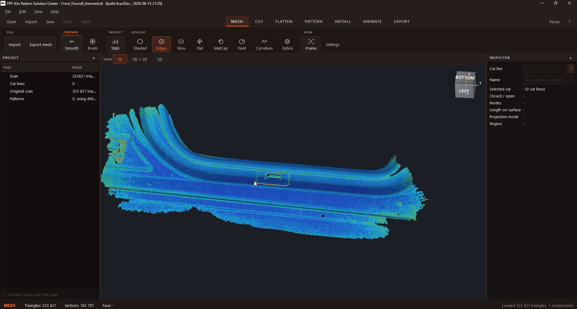 Création du patron sur le modèle 3D d’un seuil de porte de Tesla Model 3 « Highland »